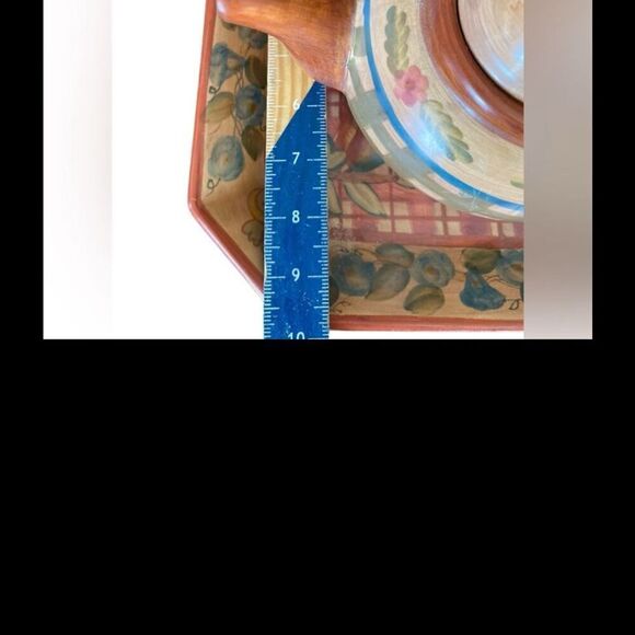French countryside Hand Painted Rustic Floral Tea Set 2 Pc Multicolor - Picture 2 of 7